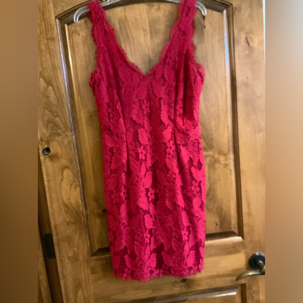 Red Lace Mini Adrianna Papell Dress Size 10